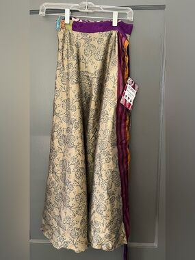 Authentic reversible up cycled silk sari wrap skirt
